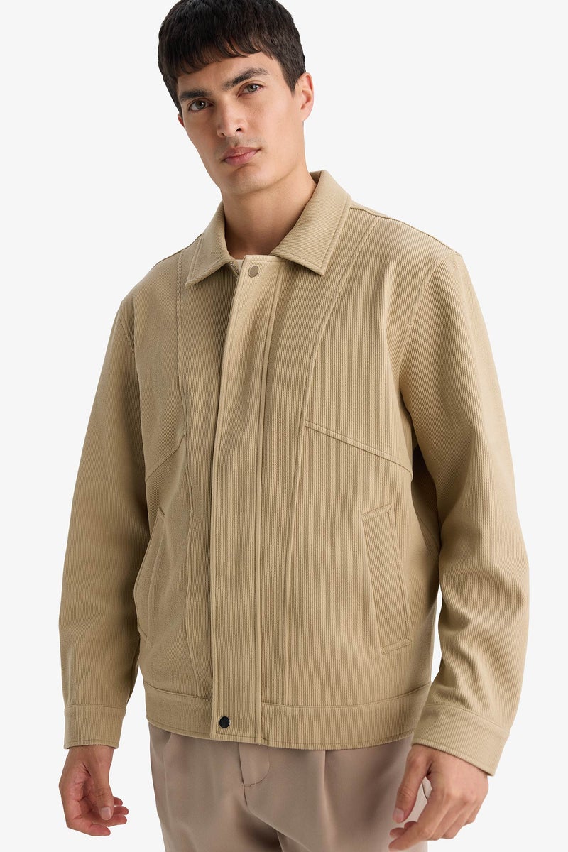 DeFacto Beige Man Regular Fit Polo Collar Jacket Casual - Image 3
